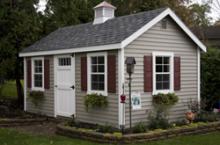 cape cod barn 10' x 16' with sandstone vinyl siding