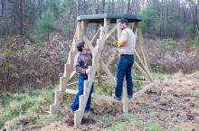 Setting up a wooden stand